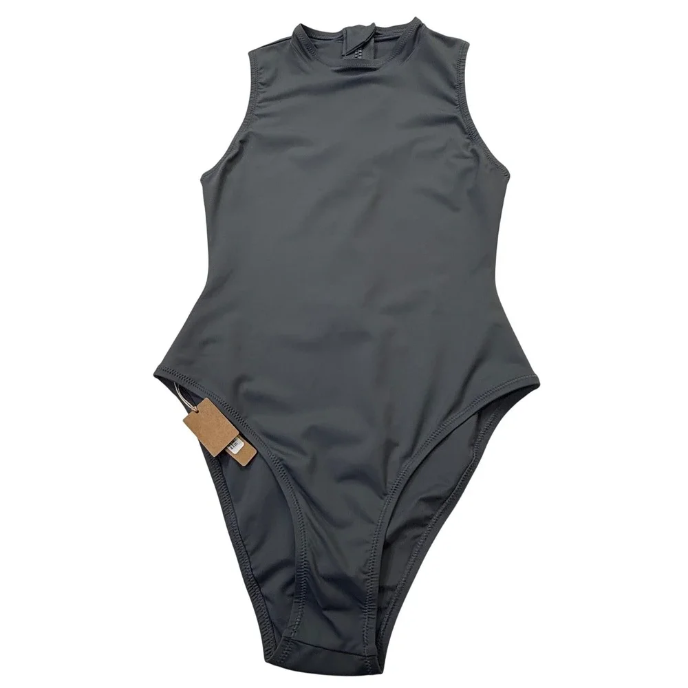 SKIMS Swim Sleeveless One Piece Gunmetal Womens Small